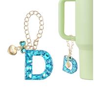 QUARKZMAN Charm A Lettera Per Stanley Tumbler Cup, Accessori Charm A Lettera D Con Fiocco Cuore E Pietre Rhinestone Per Tumbler O Altre Tazze Con Manico Per Donne, Blu