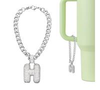 QUARKZMAN Charm A Lettera Per Stanley Tumbler Cup, Accessori Nome ID Con Lettera Iniziale H Carina E Brillante Con Strass Lucenti Per Tumbler O Altre Tazze Con Manico Per Donne, Bianco