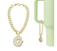 QUARKZMAN Charm A Lettera Per Stanley Tumbler Cup, Accessorio Carino Con Lettera g Iniziale Con Paillette E Strass Per Tumbler O Altre Tazze Con Manico Per Donne, Oro