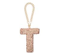 QUARKZMAN Charm Auto con Lettera Scintillante, Lettera Iniziale T Decorazione Specchietto Interno Auto Pendente Cristallo Per Borse da Donna Tazza d'Acqua Fai da Te, Champagne