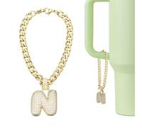 QUARKZMAN Charm Lettera Per Stanley Tumbler Cup, Accessori Carini Con Lettera N Charm Nome ID Con Strass Luccicante Per Tumbler O Altre Tazze Con Manico Per Donne, Oro
