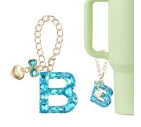 QUARKZMAN Charm Lettera Per Stanley Tumbler Cup, Charm Accessori Lettera Iniziale B Con Fiocco Cuore E Strass Per Tumbler O Altre Borracce Con Manico Per Donne, Blu