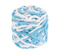 QUARKZMAN Chenille Chunky Yarn, 100g/3.5oz Plush Bulky Thick Fluffy Polyester Yarn per Uncinetto Fai Da Te, Coperta Morbida in Velluto (Blu/Bianco, 45 M/49 Iarde)