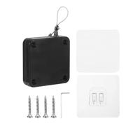 QUARKZMAN Chiudiporta Scorrevole Automatico Senza Foratura 500g, Multifunzionale Con Sensore Di Tempesta E Cavo D’Acciaio Per Camera Da Letto Bagno Studio (Nero Confezione Da 1)