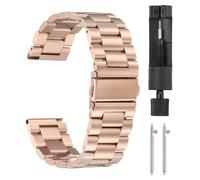 QUARKZMAN Cinturini Orologi Acciaio Inossidabile 22mm Placcatura Metallo Chiusura Farfalla Sgancio Rapido Catena Acciaio Massiccio Ricambio Adattatore per Smartwatch, Oro Rosa.