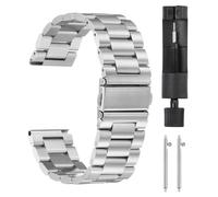 QUARKZMAN Cinturini Orologi Acciaio Inossidabile 24mm Placcatura Metallo Chiusura Farfalla Sgancio Rapido Catena Acciaio Massiccio Ricambio Adattatore per Smartwatch, Tonalità Argento