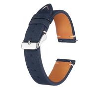 QUARKZMAN Cinturino Orologio In Pelle 21mm Larghezza Cinturino Top-Grain Suede Vacchetta Bracciale Sostituzione Con Fibbia Acciaio Inox Per Uomo Donna Blu Scuro