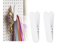 QUARKZMAN Clip Magnetiche per Pannello Forato 2 Pezzi Metallo Bianco | da parete, per progetti fai da te, esposizione e ripostiglio, garage, cucina, bagno, ufficio, officina