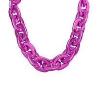 QUARKZMAN Collana A Catena In Plastica, 39 Pollici Catena Spessa Hip Hop Rapper Finta Catena Spessa Oro Gioielli Collana Accessorio Costume Per Uomini Donne (Rosso Rosa)