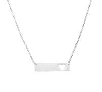 QUARKZMAN Collana Con Pendente Barra Con Iniziale, Pendente Rettangolare Vuoto Acciaio Inossidabile, Charm Cuore Per Donne Regalo Gioielli, Tonalità Argento