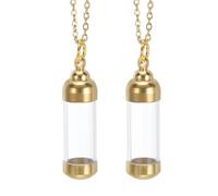 QUARKZMAN Collana Con Vial, 2 Pezzi Mini Pendenti A Bottiglietta Vuota Con Tappo A Vite (1.67" Altezza X 0.45" Diametro terno) Per Ceneri Urne Profumi Gioielli, Oro ;