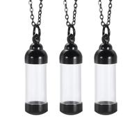 QUARKZMAN Collana Con Vial, 3 Pezzi Mini Pendenti Bottigliette Vuote Con Tappo A Vite (1.67" Altezza X 0.45" Diametro Esterno) Per Ceneri Profumo Gioielli, Nero