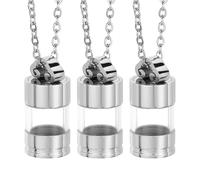 QUARKZMAN Collana Con Vial, 3 Pezzi Pendente Mini Bottigliette Vuote Con Tappo A Vite (0.98" Altezza X 0.45" Diametro terno) Per Ceneri Profumo Gioielli, Argento
