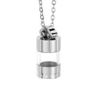QUARKZMAN Collana Con Vial, Pendente Mini Vial Con Tappo A Vite (1.1" Altezza x 0.45" Diametro terno) Per Ceneri Urne, Profumi E Gioielli, Argento