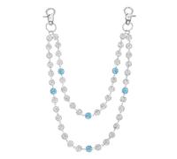 QUARKZMAN Collana Da Vita In Perle Ceramiche, Portachiavi Con Cristalli Per Donne, Catene Stratificate Per Tasche Dei Jeans Uomo E Donna, Accessori Per Borse E Pantaloni, Blu