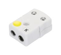 QUARKZMAN Connettori Femmina per Cavi Termocoppia in Ceramica Tipo K Adattatore Spina Rotonda Temperatura 600°C(1112°F) per Sonda Sensore Bianco con Giallo 1pz
