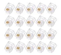 QUARKZMAN Connettori Maschi RJ11 a Spina Modulare per Telefono, Nucleo in Rame 6P4C Trasparente 20pz