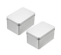 QUARKZMAN Contenitori Scatola Latta Metallo, 2pz 4,2x2,8x2,4" Argento Mini Scatola Latta con Cerniera Vuota Rettangolare Metallo Portatile con Coperchio per Carta Regalo Barattoli Caramelle