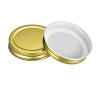 QUARKZMAN Coperchi per Barattoli Mason, 12pz - Coperchi in Latta per Barattoli di Conserva Bocca Regolare Antigoccia per Barattoli Stoccaggio (Oro)
