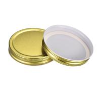 QUARKZMAN Coperchi per Barattoli Mason, 16pz - Coperchi in Latta per Barattoli di Conserva Bocca Larga Antigoccia per Barattoli Stoccaggio (Oro)