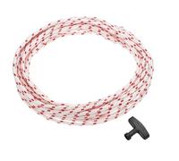 QUARKZMAN Corda di Avviamento A Strappo per Starter, Diametro 5mm Lunghezza 12m 39ft Corda in Poliestere con Maniglia per Tosaerba Motosega Tagliasiepi Motori Pezzi di, Rosso E Bianco
