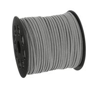 QUARKZMAN Corda in Camoscio, 98,43 Iarde 2,6mm Filo Pelle Piatto per Realizzazione Braccialetti Artigianali Fai Da Te Borsette Lacci Scarpe, Grigio Argento 1 Rotolo