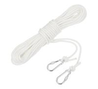 QUARKZMAN Corda Polipropilene con Gancio 6mm, 15m Raggi Galleggiante Nylon Corda Intrecciata da Arrampicata Paracord per Ancora Barca da Vita Piscina Marina, Bianco