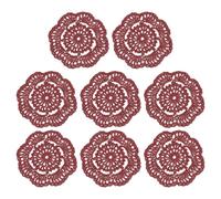 QUARKZMAN Crochet Doilies, 8pz 105mm Sottobicchieri in Tessuto di Cotone Intrecciato Sottobicchieri Tondi Fatti a Mano con Motivo Floreale per Decorazioni Matrimoniali (Rosso Marrone)