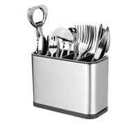 QUARKZMAN Cucina Portautensili Porta Inossidabile Acciaio Quadrato Divisorio Conservazione Cucina Portautensili Porta 4 Scomparto 7.1" Caddy Posate Appoggio Organizzatore Argento Tono