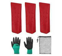 QUARKZMAN Cunei da Abbattimento in Plastica 3pz Cuneo Anteriore ABS 152 mm Cuneo Spaccalegna per Legna Cuneo per Alberi Legno con Guanti con Borsa per Chiave Percussione, Rosso