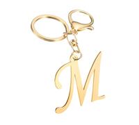 QUARKZMAN Cute Gold Initial Letter Keychain, Stainless Steel Letter M Keychains Alphabet A-Z Key Rings for Women Handbag Purse Bag Charm Personalized Gift
