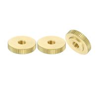 QUARKZMAN Dadi a Farfalla Scanalati 3pz M6 x D20mm x H5mm Foro Passante Testa Piatta Ottone con Collare Testa Piatta Foro Passante Elementi Fissaggio Pomelli Rotondi per Parti Stampanti 3D