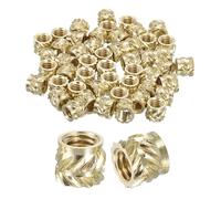 QUARKZMAN Dadi Inserti Scanalati, 50pz M4 x 5mm L x 6mm Od Stampa Dadi in Ottone Inserti Filettati Femmina Dadi per Inserimento Inserti Termofissati in Ottone