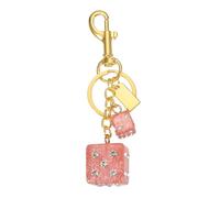 QUARKZMAN Dice Keychain Charm, Creative Keyring Charm Stylish Key Chains Dice Bag Purse Handbag Accessori for Hanging Wallet Car Key Cellphone, Red Dice Gold Buckle(Dice&Buckle)
