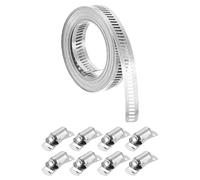 QUARKZMAN Fascette Per Tubi In Acciaio Inox 304, Fascia metallo 3 M + Kit Con 8 Fissaggi Più Robusti, Fascette A Barella Regolabili Per Fai Da Te Per Tubi Idrauliche rigo Carburante