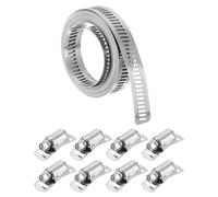 QUARKZMAN Fascette Per Tubo In Acciaio Inox 304, Fascia metallo 2 M + Kit 8 Viti Più Resistente, Fascette A Vite Senza Fine Regolabili Per Tubi Impianto Idraulico rigo Carburante Fai Da Te