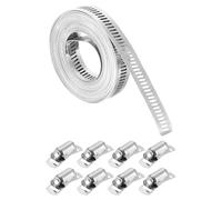 QUARKZMAN Fascette Tubo In Acciaio Inox 304, Fascia metallo Regolabile 4 M + Kit 8 Viti Rinforzate, Fascette Serpente Regolabili Per Tubi Impianti Idraulici rigo Carburante Fai Da Te