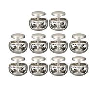 QUARKZMAN Fermacorda, 10pz Metallo Bloccacavi 3mm Fermacorda a Molla, Doppio Foro Molla Fermo Fissaggio Dispositivi Scorrevoli Estremità per Coulisse Borse Zaino Abbigliamento Nichel Pearlto