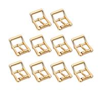 QUARKZMAN Fermaglio A Singolo Pungolo 1.5"x0.8" Forma Rettangolare Barra Centrale Con Rullo Per Cinture In Metallo Per DIY Borse In Pelle Accessori Per Calzature (Oro Confezione Da 10)