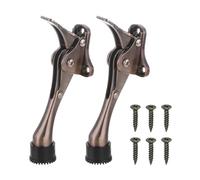 QUARKZMAN Fermaporta kickdown, 2pz Supporto Fermaporta One Touch Kickdown con Punta in Gomma Antiscivolo e Viti 6-Pollici Cavalletto Porta in Metallo per Parte Inferiore Porta, Marrone