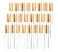 QUARKZMAN Flaconcini Di Vetro Mini Da 10ml, 25 Pezzi Flaconi Spray Vuoti Ricaricabili Con Ugello Alluminizzato Per Profumo, Liquidi Da Viaggio, Olio Essenziale (Trasparente/Oro)