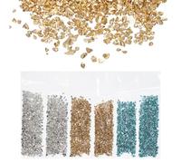 QUARKZMAN Frammenti Vetro Alto Lustro Frantumato 1-3mm 29g Irregolare Vetro Metallico Cristallo Trucioli per Unghie Arte Artigianato Fai da Te Vaso Gioielli 6 Colori Blu Verde Colore Serie