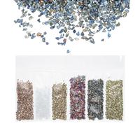 QUARKZMAN Frammenti Vetro Alto Lustro Frantumato 1-3mm 29g Irregolare Vetro Metallico Cristallo Trucioli per Resina Arti Artigianato Fai da Te Vaso Gioielli 6 Colori Dorato Colore Serie