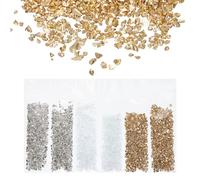 QUARKZMAN Frammenti Vetro Alto Lustro Frantumato 1-3mm 30g Irregolare Vetro Metallico Cristallo Trucioli per Resina Artigianato Fai da Te Vaso Gioielli 3 Colori Oro Argento Colore Serie