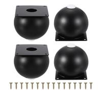 QUARKZMAN Gambe Per Mobili Set Di 4, Gambe Per Mobili Sferiche In Metallo Resistente Con Paraspigoli In Gomma Per Casseri, Divani, Tavoli, Letti E Armadi (3.94", Nero Opaco)