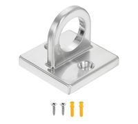 QUARKZMAN Gancio A Piastra Con Anello, Gancio A Soffitto In Lega Di Zinco Con 2 Viti E 2 Tasselli Per Funi Catene Cartelli Sospesi Linee Di Barriera Piante Appese, Finitura Argento