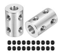 QUARKZMAN Giunto Rigido A Vite Da 6mm A 8mm Connettore Per Albero L22mm X D14mm Set Di Giunti In Acciaio Per Stampanti 3D Fai Da Te Encoder Con 20 Viti Argento 5Pack