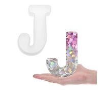 QUARKZMAN Grande Lettera J in Resina Modellata 6" 3D Alfabeto Maiuscolo in Silicone per Arte Segnaletica Artigianato Fai Da Te Decorazione Feste Casa Candele Cera Artigianato Sapone