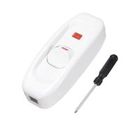 QUARKZMAN Interruttore A Filo, 250V 10A Interruttore On Off Con Luci E Cacciavite Sostituzione Riparazione Pulsante Di Controllo ON OFF Per Lampada Luci LED Letto, Bianco