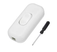 QUARKZMAN Interruttore A Filo, 250V 6A Interruttore On Off Con Terminale Di Massa E Cacciavite Sostituzione Riparazione Pulsante Di Controllo ON OFF Per Lampada Letto Luci LED, Bianco